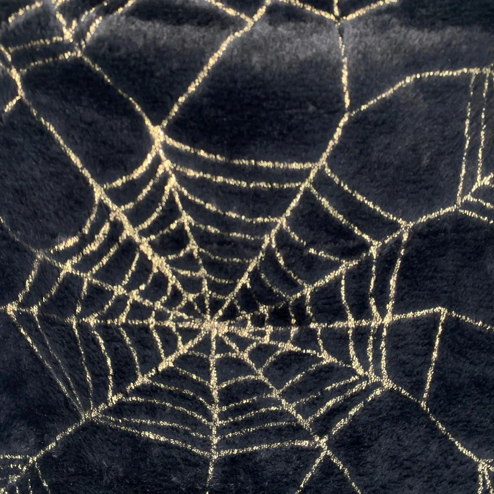 Christian Lacroix Table Runner 14x72 Black Gold Spiderweb Faux Fur Halloween